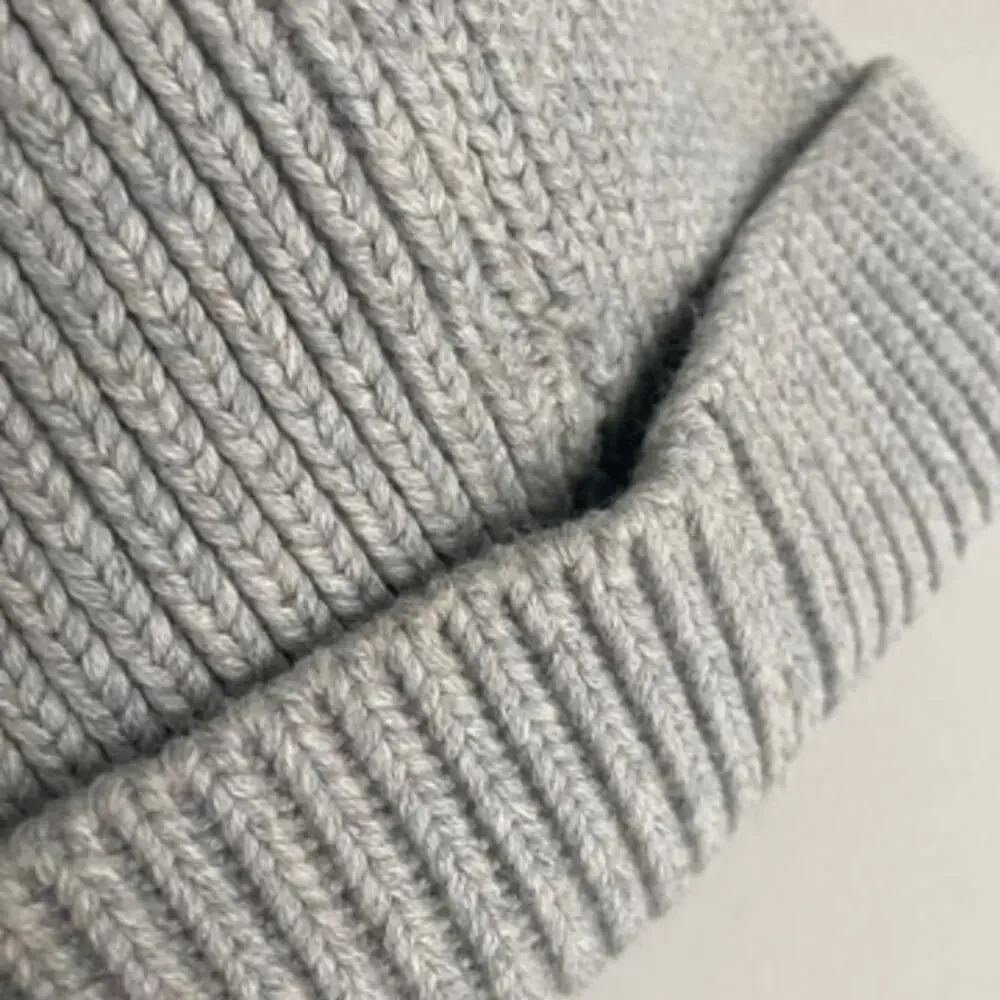 Jamie Kay Simple Rib Beanie Pom Pom Hat - Pale Blue Grey - O/S